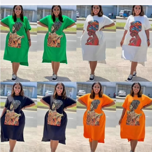 Đầm midi nữ size lớn họa tiết mới, kiểu dáng giản dị và thời trang, chất liệu cotton chiffon dệt 100%, chống tĩnh điện, thích hợp cho mùa hè đi làm - Product Image 1