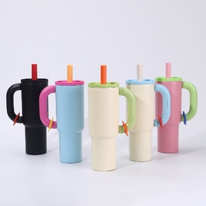 Extra <b>Large</b> 40oz Stainless Steel Tumbler with Oversized Handle Contrast Color Double Wall Vacuum Insulated Keeps Drinks Cold Hot - Product Image 2