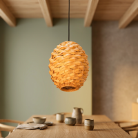 Luminaire suspendu en rotin tissé industriel, grand modèle, avec interrupteur, E27 LED, forme ovale, moderne, simple, luxueux, CRI 90 élevé, pour café