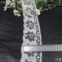 Bordure en dentelle florale blanche non élastique de 7 cm de large, en nylon tricoté chaîne, pour vêtements, accessoires textiles de maison, fourniture d'usine