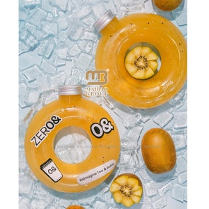 Jus rond en forme de beignet 300ml en PET personnalisé spécial thé au lait Boba tasse en plastique milk-shake smoothie bouteille peut avec couvercle à anneau de traction - Product Image 2