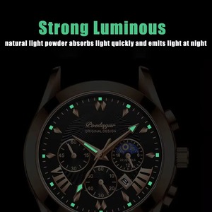 POEDAGAR 8058 Montre de sport pour homme, mode, personnalisée, étanche, lumineuse, bracelet en acier inoxydable, montre-bracelet à quartz de luxe, livraison directe - Product Image 2