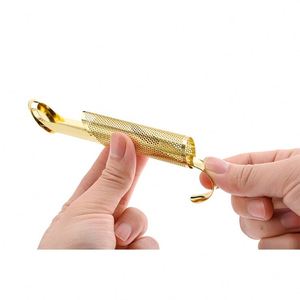 WSY743 Infuseur à thé en vrac en acier inoxydable 304, forme tube, maille fine colorée, avec crochet - Product Image 4