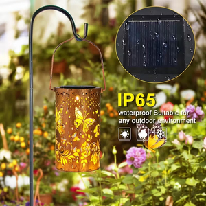 Hot Selling Quality Retro Metal LED Hanging <b>Light</b> Waterproof Garden Ornament Power Supply Hollow Pattern Outdoor Night <b>Light</b> - Product Image 5
