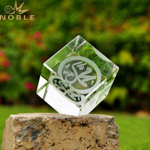 <span class=keywords><strong>Muhammed</strong></span> Rasul Allah Arabic parola calligrafia inciso al Laser cubo di cristallo inclinato occasioni islamiche dono religioso di Ramadan - Product Image 6