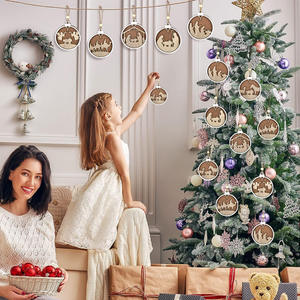 เครื่องประดับที่แขวนทำจากไม้สำหรับคริสต์มาสลายป่าไม้แบบชนบทเกล็ดหิมะกวางเรนเดียร์สำหรับต้นไม้ฤดูหนาวบ้านไร่ของตกแต่งงานปาร์ตี้ - Product Image 3