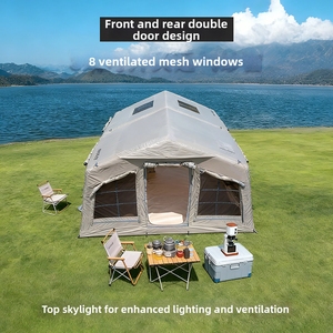 Tenda da Campeggio di Lusso per 3-4 Persone, Tipo a Tirante Diritto, Quattro Stagioni, Impermeabile, Doppio Strato, Protezione UV, Portatile per Esterni - Product Image 1