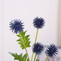 Bunga Echinops Globe Thistle Buatan 64cm 6 Kepala, Tangkai Thistle Biru Palsu Realistis untuk Dekorasi Rumah Rustic Wabi-Sabi dan Pernikahan