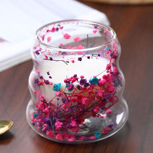 Стеклянная кружка с двойными стенками и сухоцветами, уникальный дизайн, ручная работа, для чая, молока, сока, кофе, холодного кофе - Product Image 6