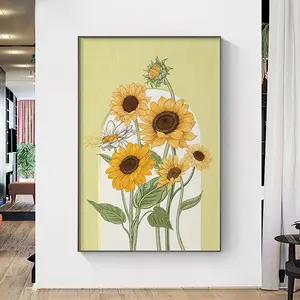 Pinturas abstractas de girasoles y bodegones impresos en lienzo impresiones decorativas de pared para decoraciones de habitaciones