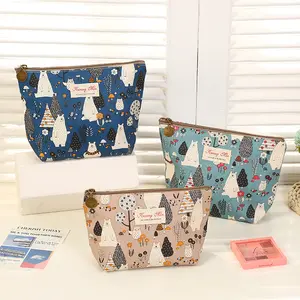 Custom Recyclable Polyester Cute Funny Waterproof Zipper Travel Toiletry Cosmetic Bag