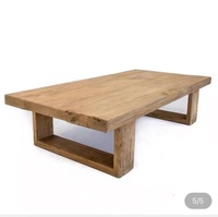 Table basse en bois d'orme de style nordique Wabi-sabi antique en travertin naturel pour hôtel