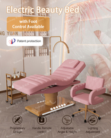Table de massage électrique esthétique de luxe moderne noire et or pour salon de beauté, spa facial, extensions de cils et soins cosmétiques