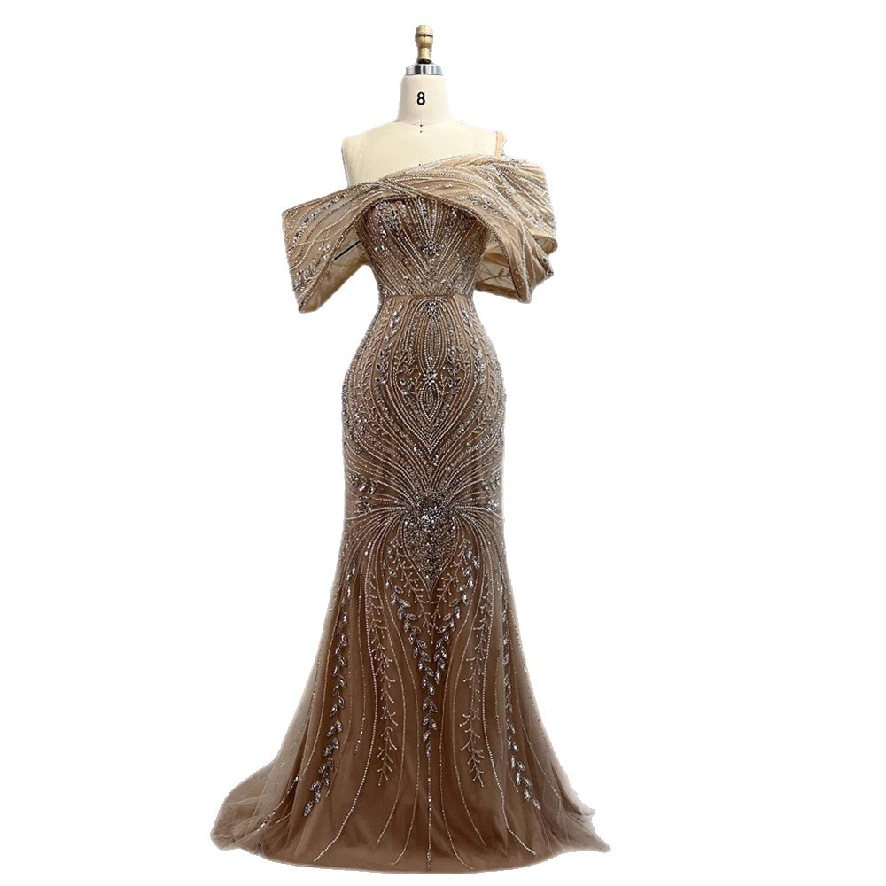 Elegant Silver Nude Mermaid Dress