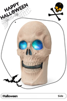 Décoration de tête de mort lumineuse pour Halloween avec détecteur de mouvement pour maison hantée, cimetière, fête