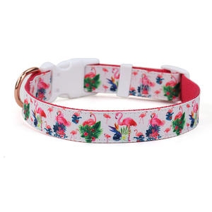 Formation No Pull Réglable En Nylon Durable Collier Pour Animaux De Compagnie <span class=keywords><strong>Rose</strong></span> Flamingo Motif Ruban Colliers De Chien en Stock - Product Image 2