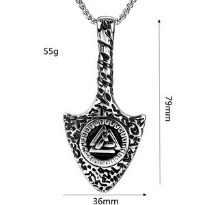 จี้สแตนเลสสตีลรูปหัวหอกสำหรับผู้ชาย สไตล์ไวกิ้ง ดีไซน์เรขาคณิต เครื่องประดับแฟชั่นสำหรับจับคู่กับเสื้อผ้า - Product Image 5