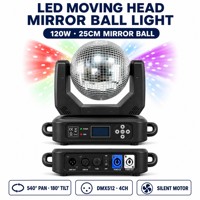 Projecteur LED à tête mobile effet boule disco 25cm DMX512 4CH 120W 540 °   Pan 180 °   Moteur silencieux inclinable pour fêtes et mariages