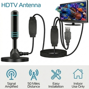 NUEVA Antena <span class=keywords><strong>de</strong></span> <span class=keywords><strong>TV</strong></span> con Ventosa 4k 720P 1080P, Antena <span class=keywords><strong>de</strong></span> <span class=keywords><strong>TV</strong></span> Digital para Interiores y Exteriores DTMB DVB-T HDTV, Base Magnética con Amplificadores <span class=keywords><strong>de</strong></span> <span class=keywords><strong>Señal</strong></span> - Product Image 1