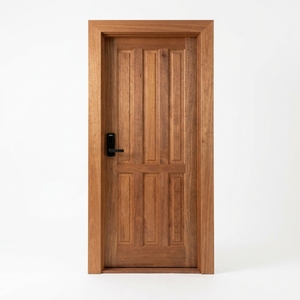 Ensemble de porte d'entrée en merbau massif à 6 panneaux verticaux encastrés Sovereign Estate - Product Image 1