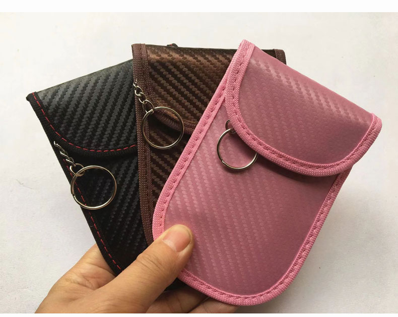 Carbon Fiber Leather RFID Car Key Signal Blocker Case - GZL Brand, Model GZL-231225 | Faraday Pouch