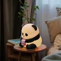 Portable Silicone Panda LED Veilleuse Enfants Chambre Décor Robinet USB Rechargeable Tactile Contrôle Changement De Couleur Animal Lampe