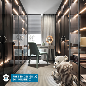 סגנונות מרובים עיצוב מודרני עיצוב מותאם אישית ארון חדר שינה ארון בגדים עם מראה - Product Image 3