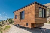 Maison préfabriquée Maisons modernes en bois avec remorque pour espace de travail de bureau Cabine modulaire éco-consciente