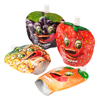Sacs en plastique liquide personnalisés, réutilisables, écologiques, de qualité alimentaire, à motif de fruits, forme spéciale, étanches à l'humidité, en Mylar, avec petite beclette