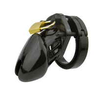 Cage à bite de chasteté masculine en plastique rose noir bon marché avec 5 dispositifs d'anneau de pénis Cage à pénis jouet sexuel de Bondage pour hommes serrure à bite
