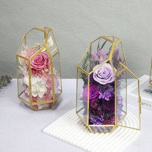 TC ฝาครอบแก้วดอกกุหลาบดอกไม้นิรันดร์ของขวัญวันวาเลนไทน์สำหรับผู้หญิงที่เก็บรักษาดอกไม้สำเร็จ - Product Image 2