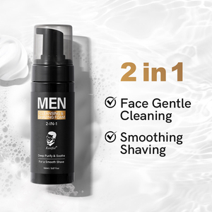 Mousse nettoyante pour le visage 2 en 1, acide aminé naturel, adoucissant la <span class=keywords><strong>moustache</strong></span>, mousse de rasage pour hommes, entretien personnel, vente en gros - Product Image 2