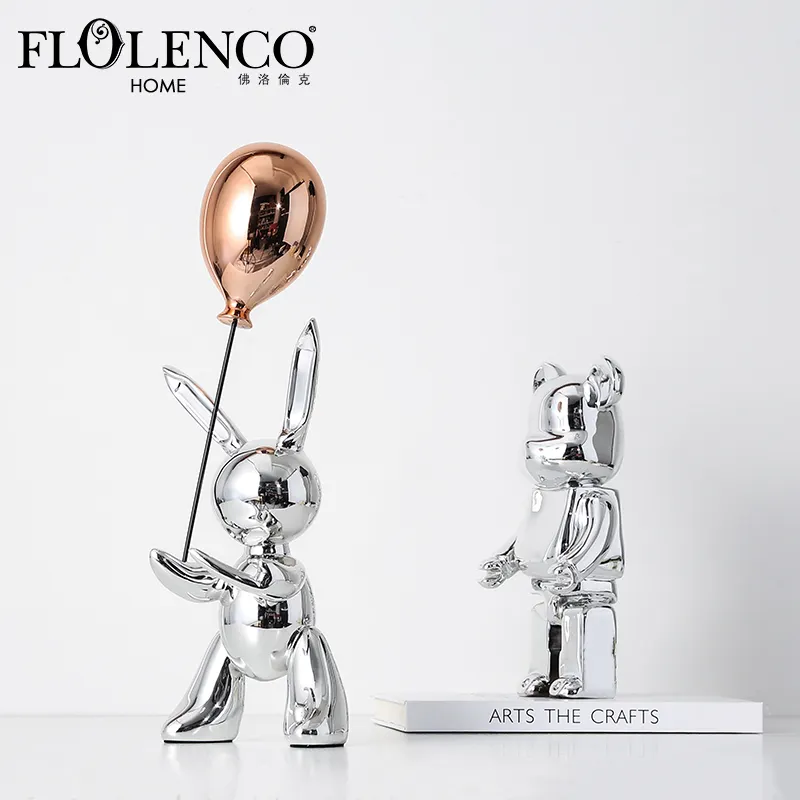 Flolenco Electroplated Ceramic Decoration Animal Porcelain Luxury Home Decor Ceramic Home Decor Accessories