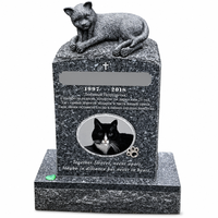 Pierre tombale personnalisée en granit noir pour animaux de compagnie, avec empreinte de patte, os, cœur, plaque commémorative gravée au laser avec vases à fleurs