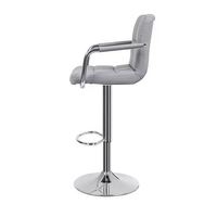 Chaise de bar pivotante moderne de luxe avec accoudoirs et repose-pieds, en cuir PU et tissu, avec base en métal