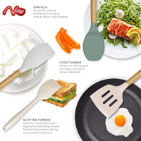 Ensemble de 12 ustensiles de cuisine en silicone de style nordique avec manche en bois, sans BPA, résistant à la chaleur, antiadhésif, kit d'outils de cuisine pour la maison