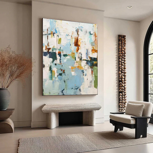 Soft Neutral Art Aluminum <b>Framed</b> Light Green White Still Life Abstract Handmade Oil <b>Painting</b> Home Hotel Office Decorative Arts - Product Image 3