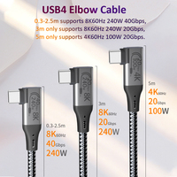 Cable de datos de ángulo recto USB4 tipo C PD240W Cable de carga rápida 8K60Hz 100 40Gbps Transferencia DE DATOS W 5A 20Gbps 4K60Hz cable de teléfono