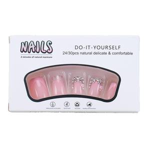 Uñas usables europeas y americanas Rosa francés lunares diamantes de imitación transfronterizos superventas puntas terminadas 24 piezas uñas postizas - Product Image 5