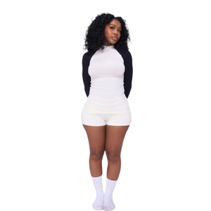 KY Gym Mini Skort Set <span class=keywords><strong>Camicia</strong></span> da tiro da basket Sexy a manica lunga Raglan <span class=keywords><strong>Skinny</strong></span> traspirante per gli sport estivi - Product Image 2