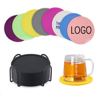Sous-verre rond en silicone avec logo personnalisé, résistant à la chaleur, antidérapant, pour tasse à thé, pour la maison, 10 cm