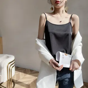 Customized Logo Women's Solid Color Sleeveless Summer Outdoor Sports Silk Camisole Women's Tank Top