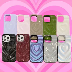 Ins Hot Heart Design Soft TPU Flexible Mobile Phone Case For IPhone 15 14 13 Pro Max Girly Starry Shiny Woman Smart Phone Cover