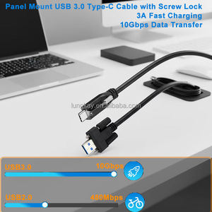 LUNG KAY 1M 2M Industrial <b>USB</b> 3.0 Type-<b>C</b> to <b>USB</b>-A Cable with Screw Lock 10Gbps Data Transfer 5A Fast Charging <b>Usb</b>-<b>c</b>-cable - Product Image 3