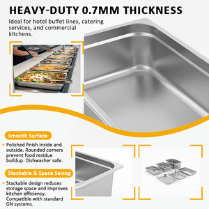 Teglie Gastronorm in Acciaio Inox Stile USA/UE per Uso Commerciale, Varie Dimensioni per <span class=keywords><strong>Ristoranti</strong></span> - Product Image 3