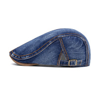 Topi Denim Katun Kasual Pantai Musim Panas Unisex Model Ivy Klasik untuk Pria Wanita