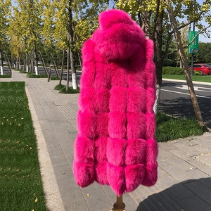 <span class=keywords><strong>Gilet</strong></span> da <span class=keywords><strong>donna</strong></span> in pelliccia di volpe ispida <span class=keywords><strong>Gilet</strong></span> di alta qualità in vera pelliccia di volpe con cappuccio imbottito di cotone con motivo a strisce a prova di vento - Product Image 6