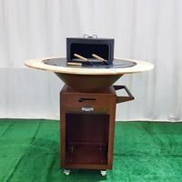 Brasero décoratif en acier Corten avec grille et rangement pour bois, design découpé au laser, vente en gros directe usine