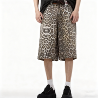 Ensemble de culottes en jean et shorts en denim pour hommes avec imprimé léopard taille haute ou design personnalisé