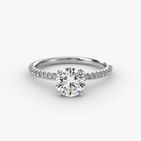 Bague de fiançailles solitaire en diamant de laboratoire de 3 carats, taille ronde, quatre griffes, pavé, en or massif 14K/18K, certifiée IGI, CVD/HPHT, personnalisable